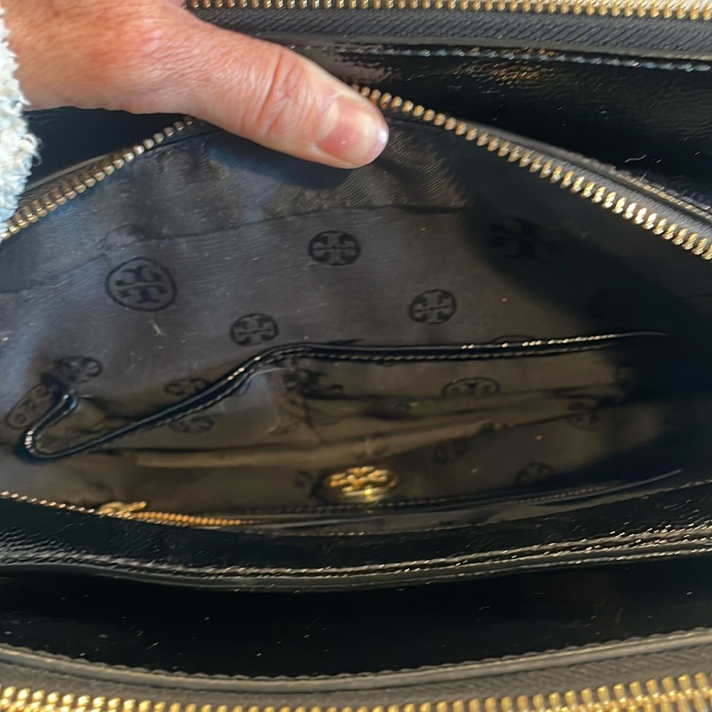 Tory Burch Black Patent Leather Tote with Tassel Detail - Picture 11 of 16